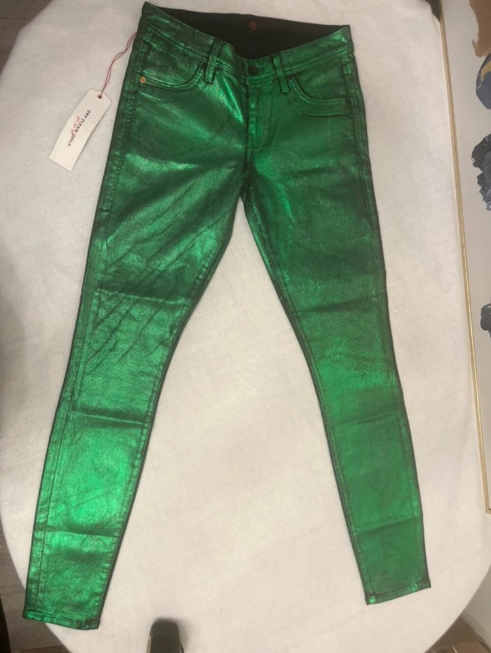 Shimmery Green Skinny Jeans - Metallic Emerald Women's Jeans